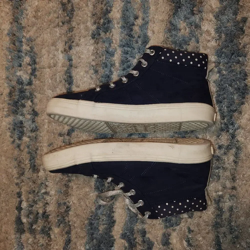 OLD NAVY Girls Faux Suede High Tops Sneakers Boots Metallic Lace up Blue || sz 4